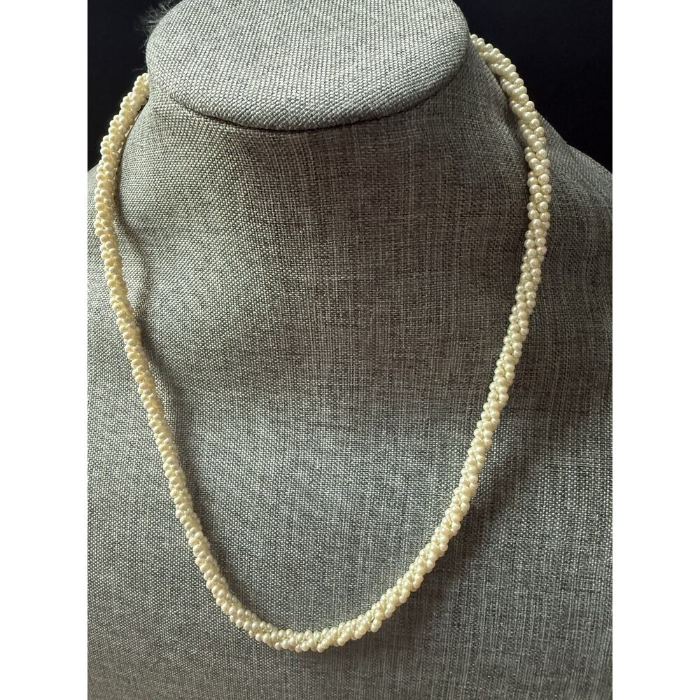 Vintage Signed Marvella Twisted Faux Pearl Ivory Necklace Classic Style 23”